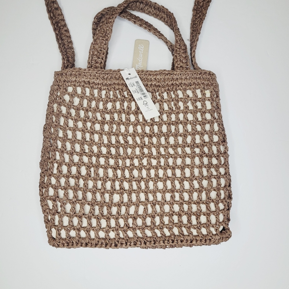 Madewell Small Transport Crossbody Bag Straw Edition Dried Maple Resortwear Boho - Picture 2 of 9